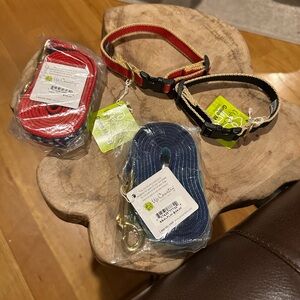 UP COUNTRY dogs Green Market Bamboo Collection Two Collars and Two Leashes